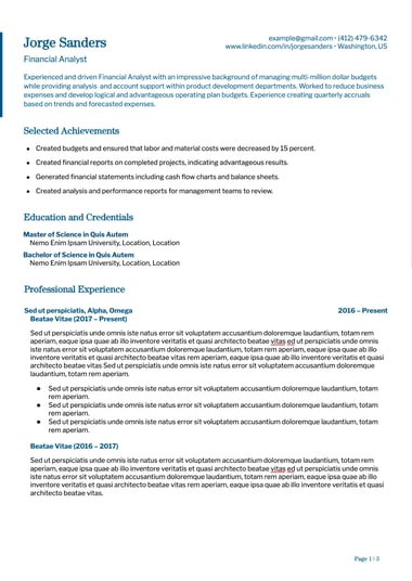 Simple resume template Academic