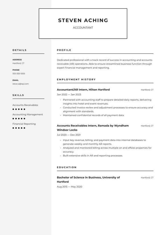 Accounting Entry-Level resume example