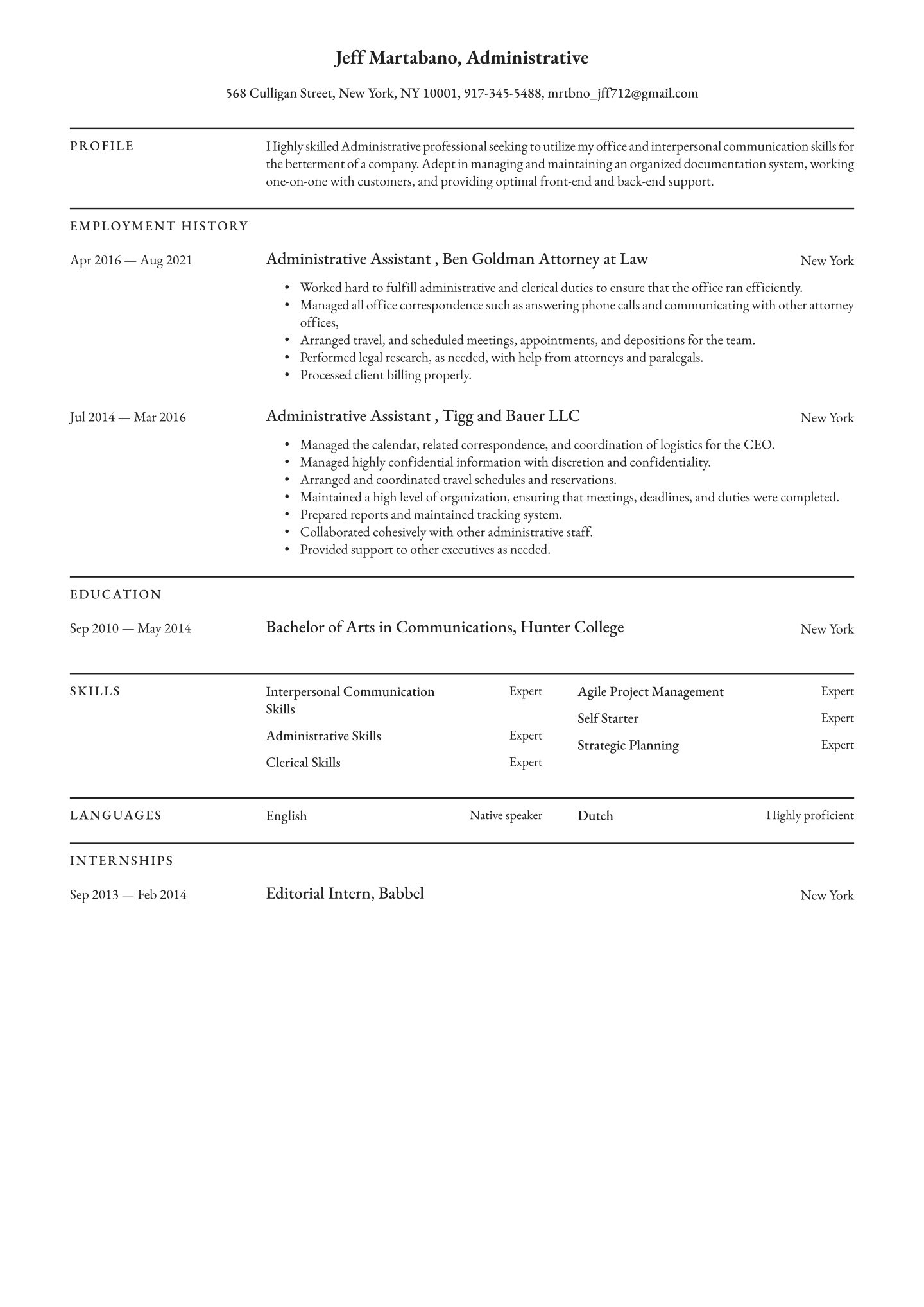 Mid-career Administrative Translation missing: en.examples.cover_letter_example