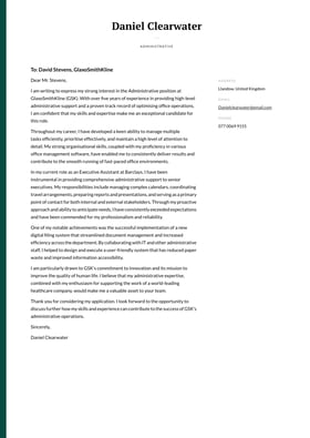 Administrative cover letter example