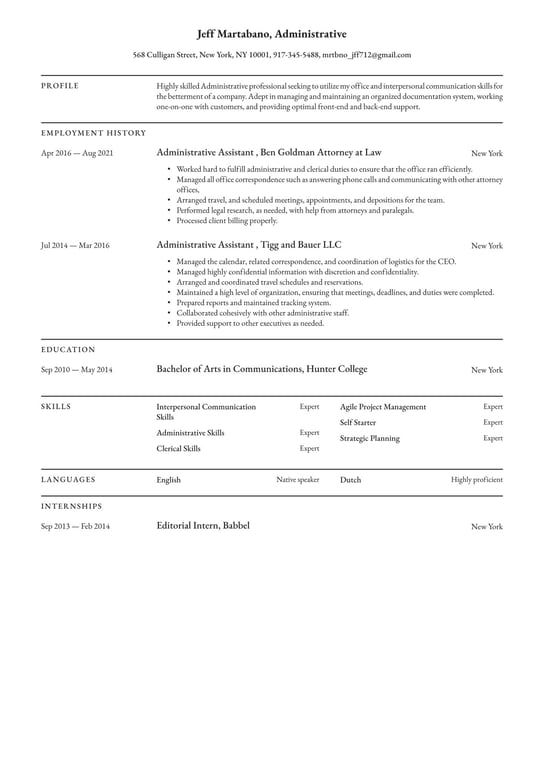 Administrative resume examples & templates