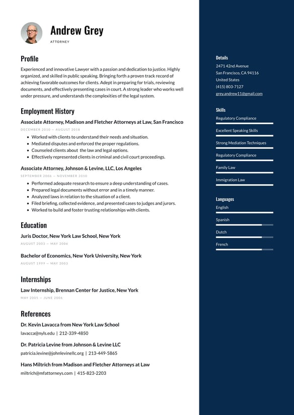 Attorney resume example