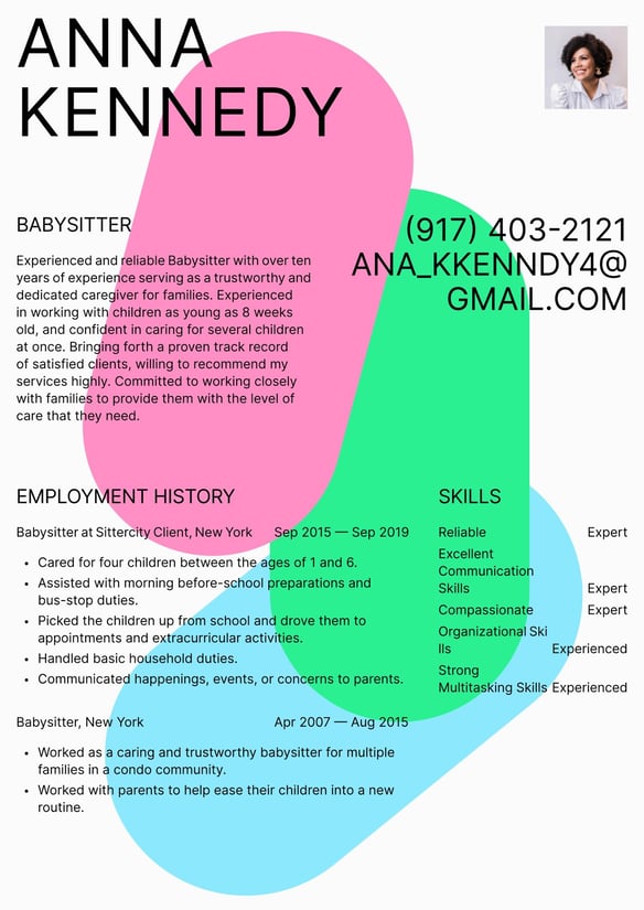 Babysitter resume example
