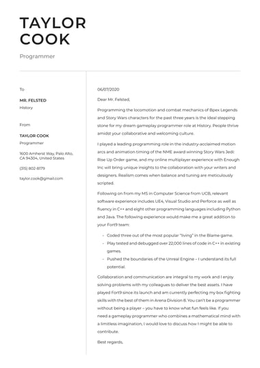 Simple cover letter template Clean