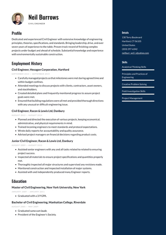 Civil Engineer resume examples & templates
