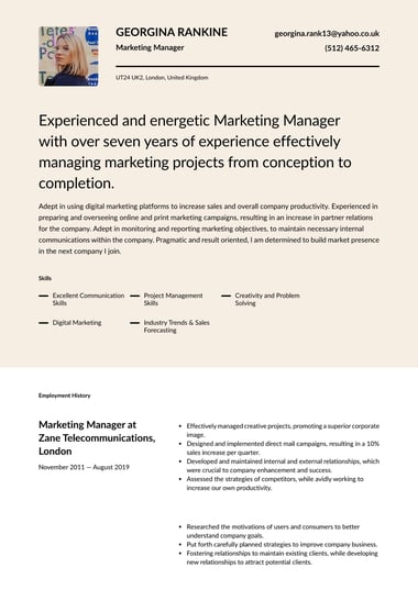 Google docs CV template Half Tone