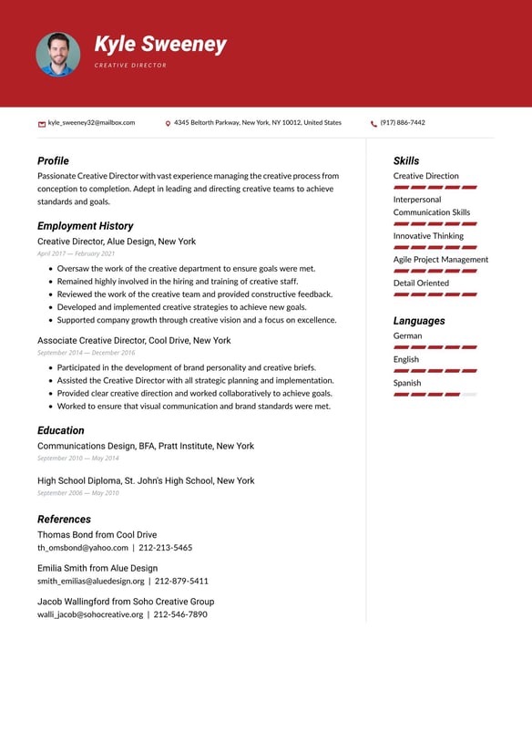 Creative Director resume example