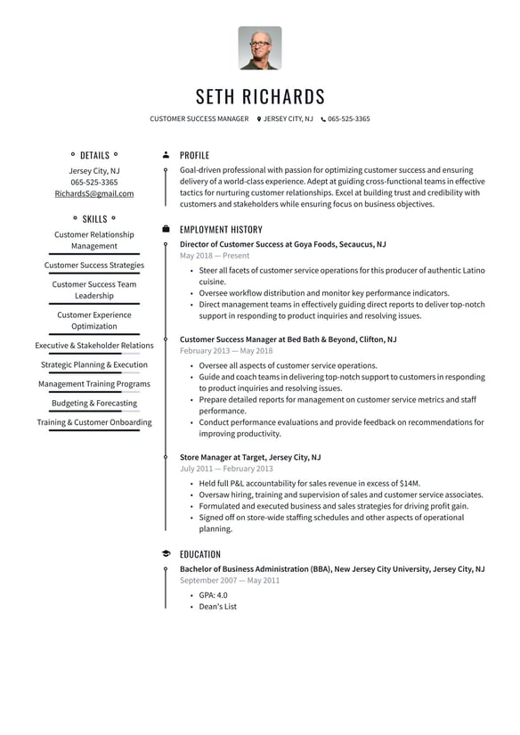 Customer Success Manager resume example
