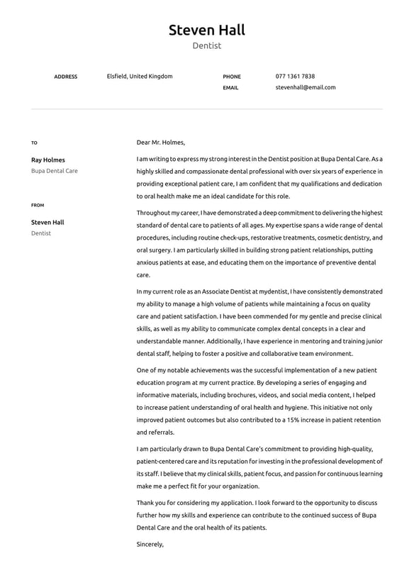 Dentist cover_letter example