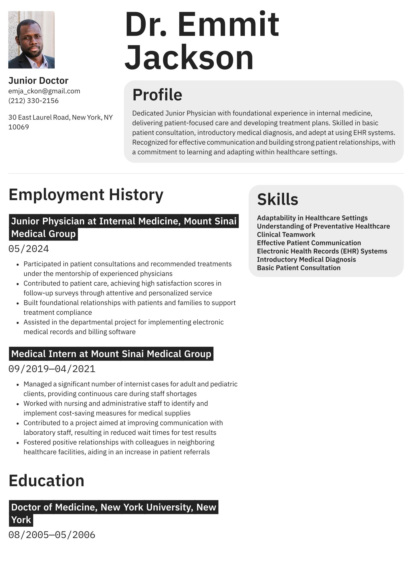 Entry-level Doctor Translation missing: en.examples.cover_letter_example