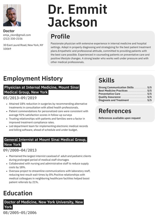 Doctor resume examples & templates