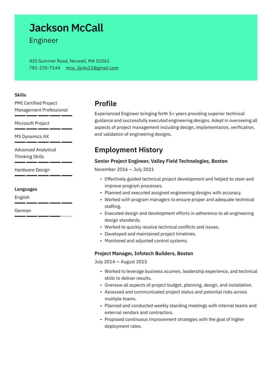 Engineering resume examples & templates