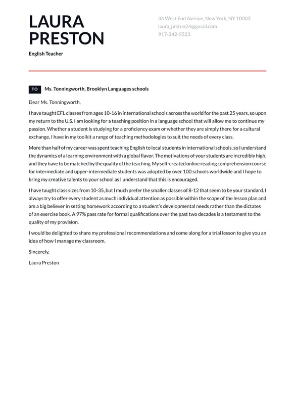 English Teacher cover_letter example