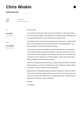 Entry-Level cover letter example