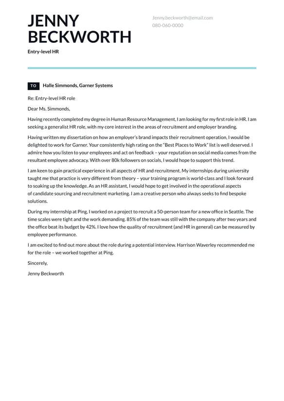 Entry-Level HR cover_letter example