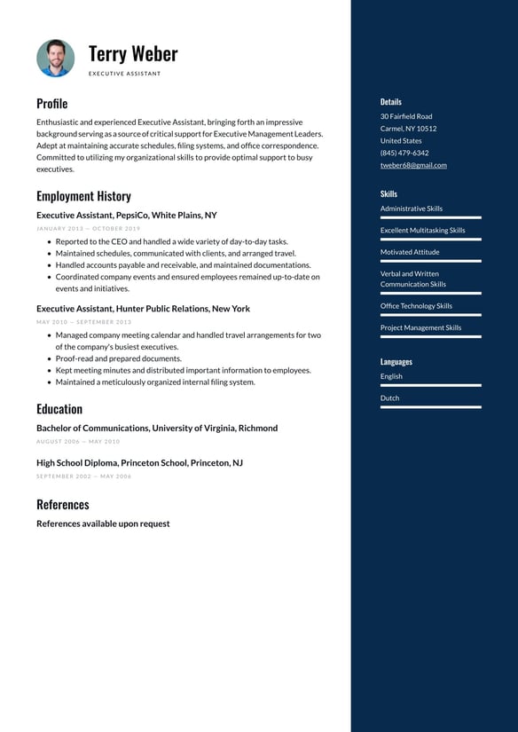 Executive Assistant resume example
