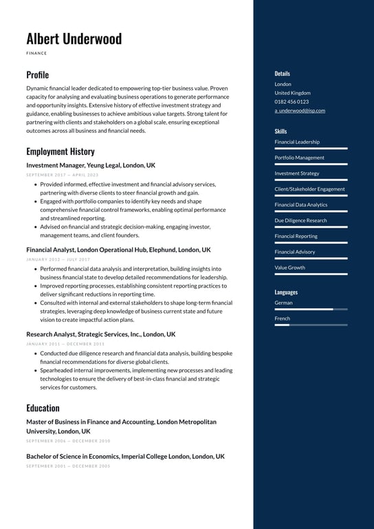 Finance CV Examples & UK Templates
