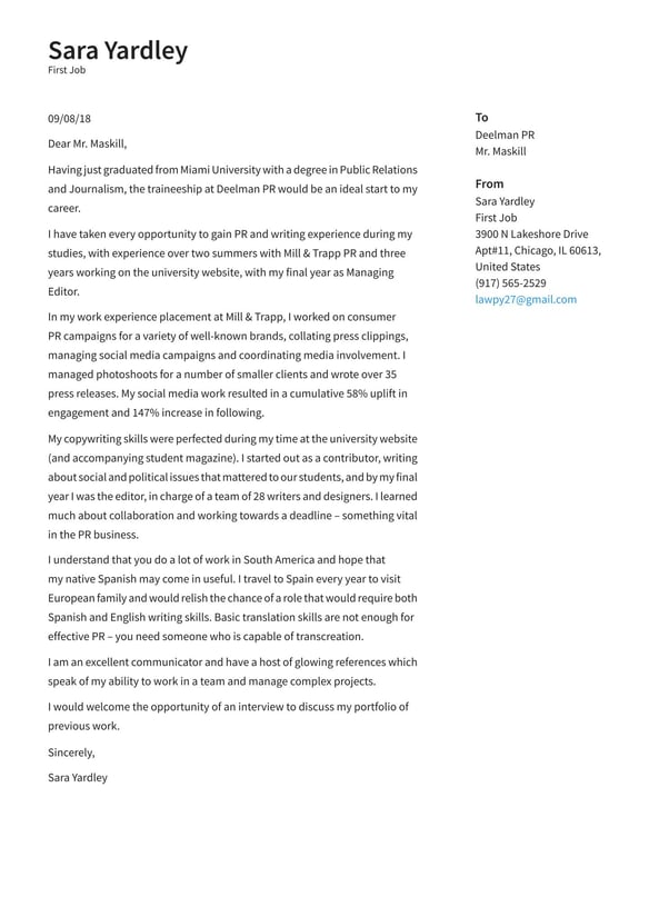 First Job cover_letter example