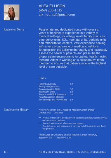 Simple resume template Statement