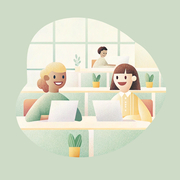 Happy workers in an office Happy workers in an office