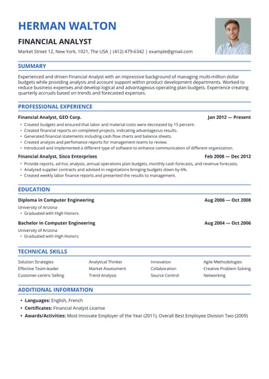 Simple resume template Prime ATS