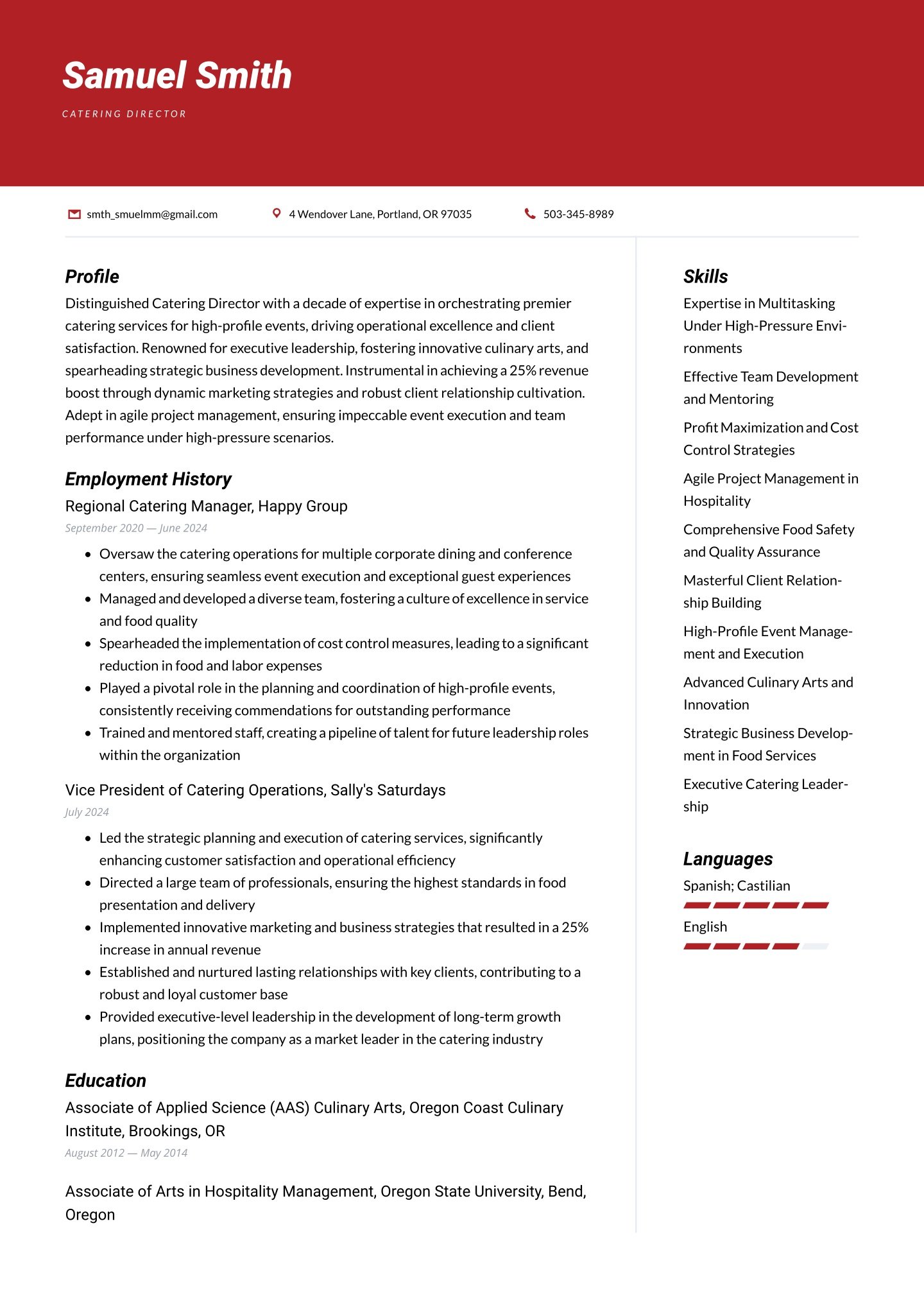 Senior-level Hospitality and catering Translation missing: en.examples.cover_letter_example