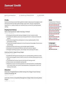 Hospitality and catering resume examples & templates