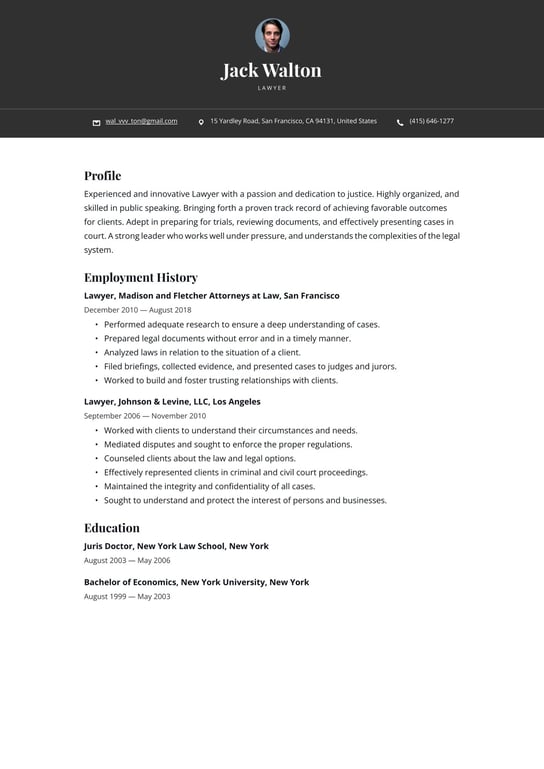 Lawyer resume examples & templates