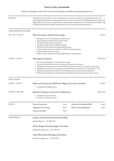 Google docs CV template Classic