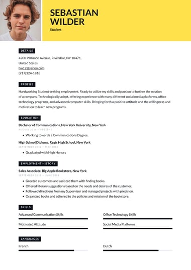Simple resume template Vivid