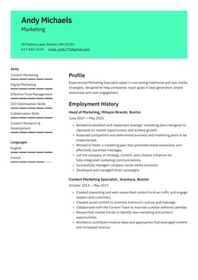Marketing  resume examples & templates