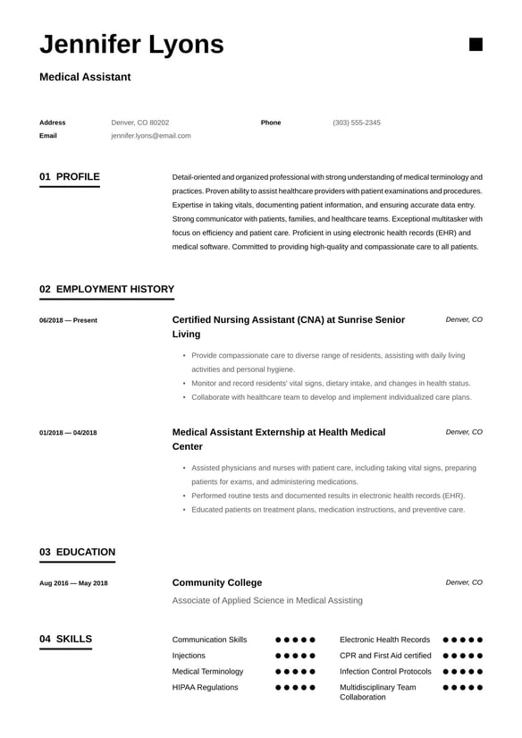 Medical Assistant resume example