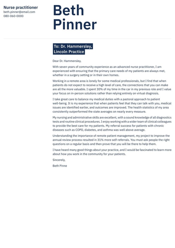 Nurse Practitioner cover_letter example