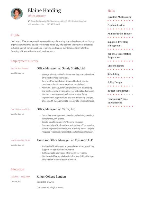 Office Manager resume example