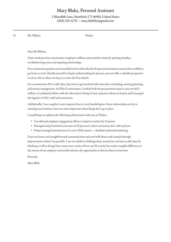 Personal Assistant cover_letter example