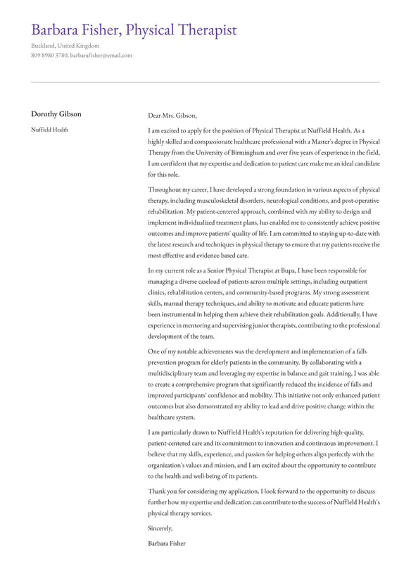 Physical therapy cover_letter example