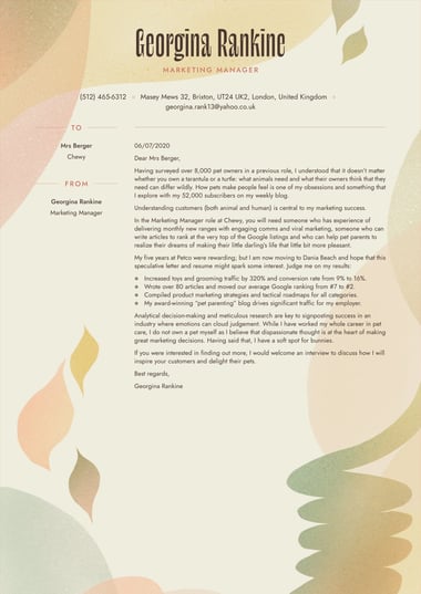 Google docs cover letter template Visionary
