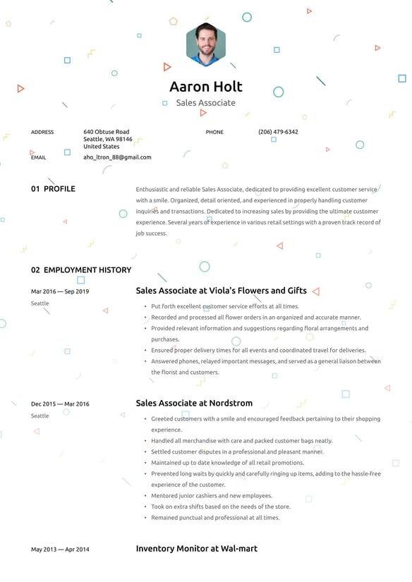 Sales Associate resume example
