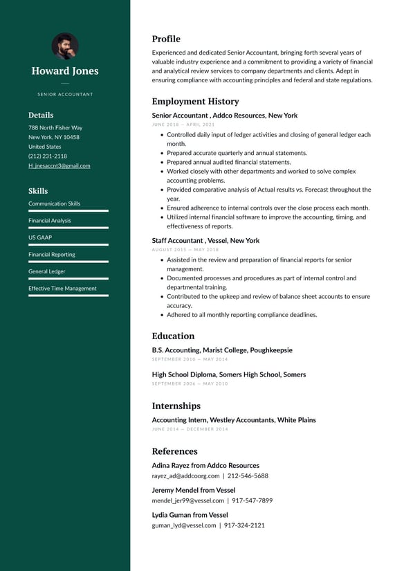 Senior Accountant resume example