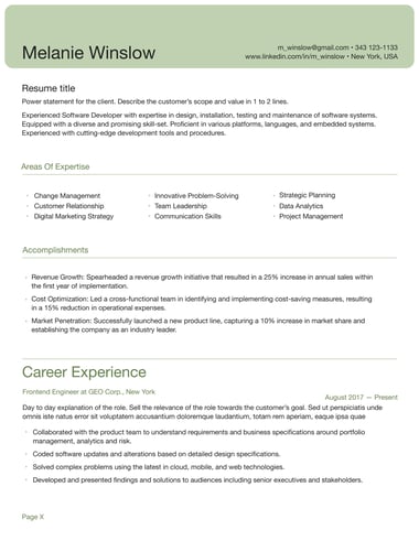 Google docs CV template Header ATS
