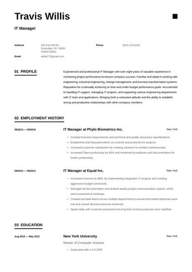 Simple resume template Minimalist