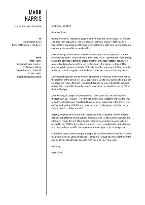 Software Engineer cover_letter example