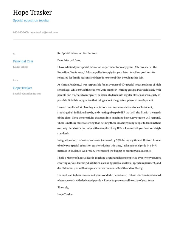 Special Education Teacher cover_letter example