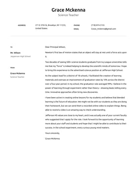 Teacher cover letter example