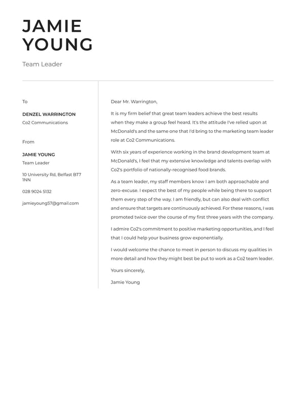 Team Leader cover_letter example