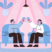 two coworkers celebrating with a cup of coffee two coworkers celebrating with a cup of coffee