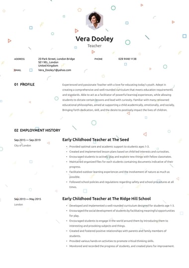 Google docs CV template Confetti