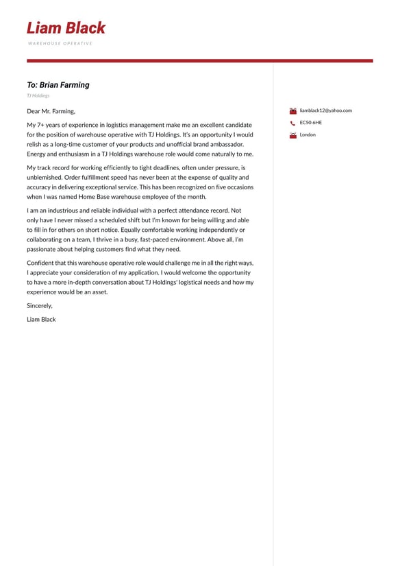 Warehouse Operative cover_letter example