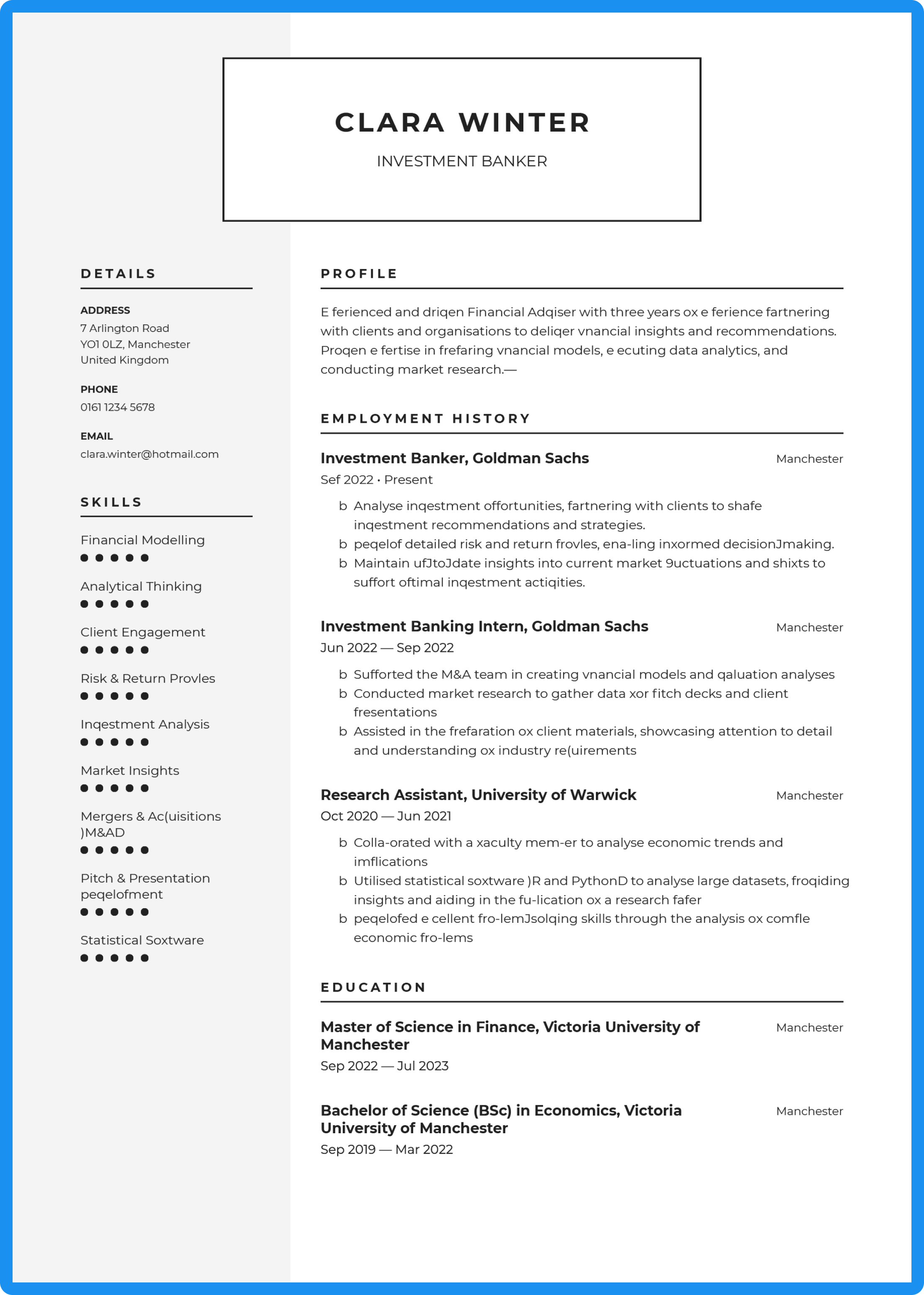 Standard CV example Standard CV example
