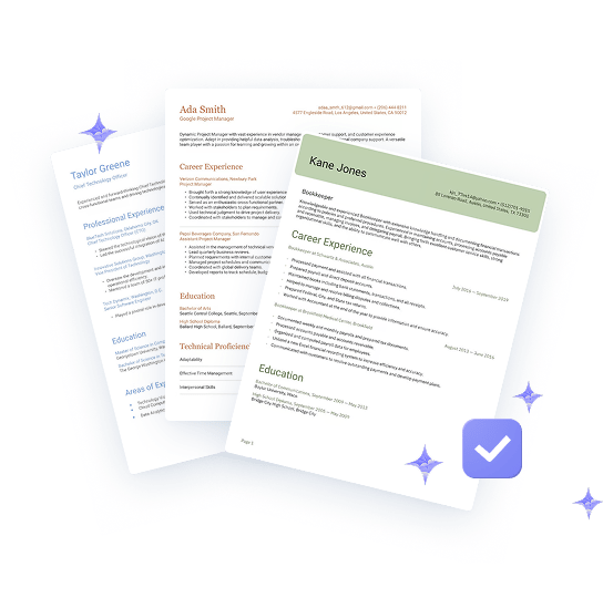 A selection of resumes that have been checked by AI and reviewed to receive a score.